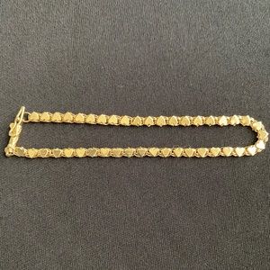 14k Yellow Gold Heart Link Chain Bracelet